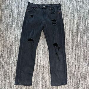 S.O.N.G. Women’s Size 29‎ Timeless Fit Straight Leg Mom Jeans Black Denim Ripped